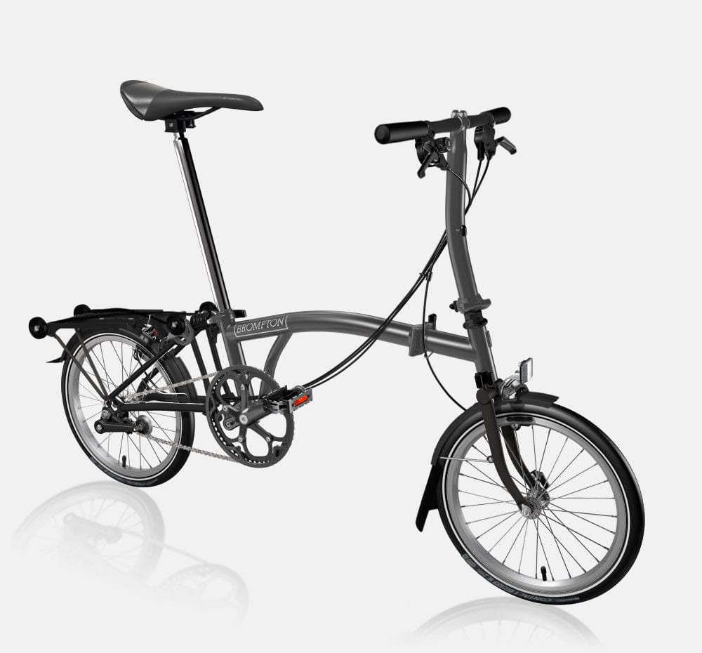 Brompton P Line Urban in Midnight Black Metallic - Low Handlebar with Rear Roller (6604010750003)