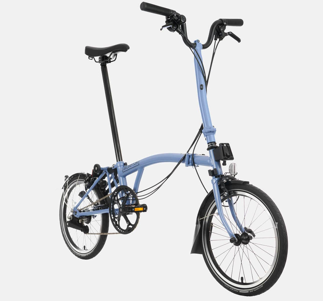 Brompton C Line Urban High Handlebar 2-speed folding bike in Cloud Blue