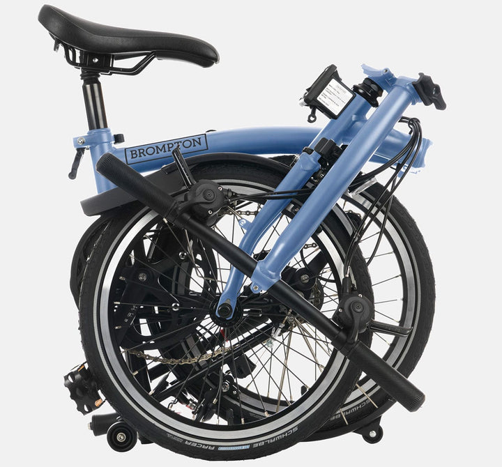 2023 Brompton C Line Explore Low Handlebar folding bike in Cloud Blue - folded