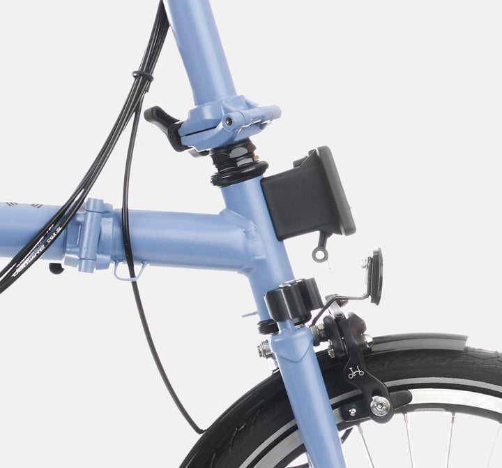 2023 Brompton C Line Explore Mid Handlebar 6 speed folding bike in Cloud Blue - Front Carrier Block