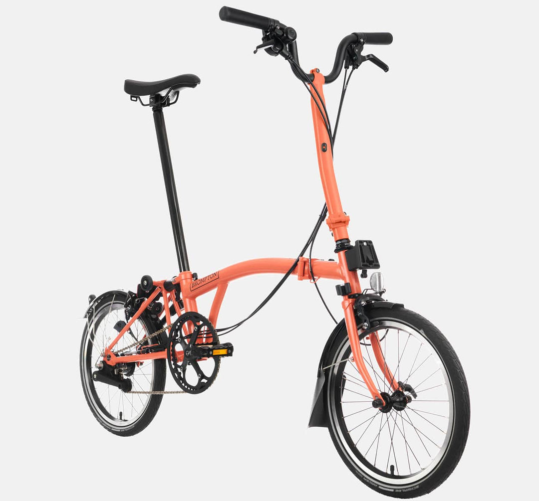 Brompton C Line Urban High Handlebar 2-speed folding bike in Fire Coral