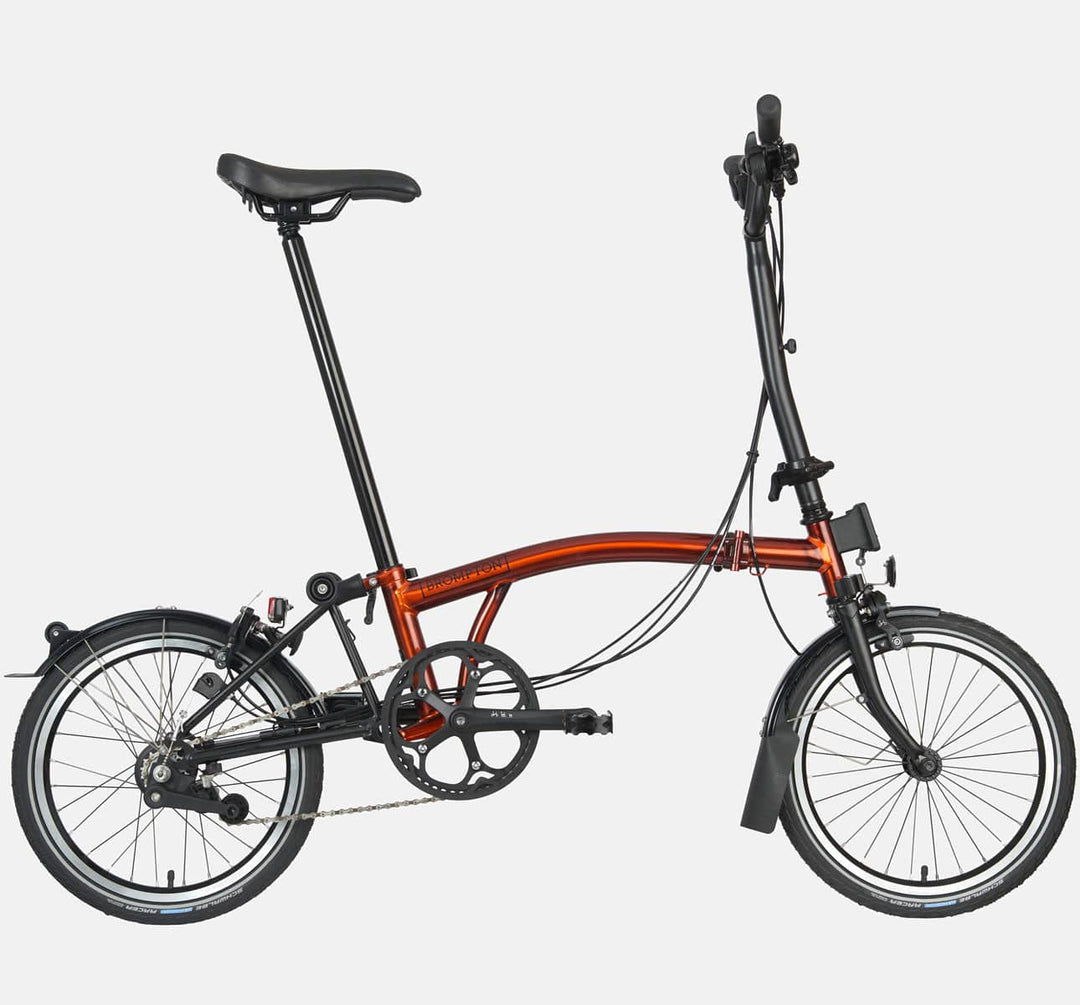 Brompton C Line Urban High Handlebar 2-speed folding bike in Flame Lacquer - profile