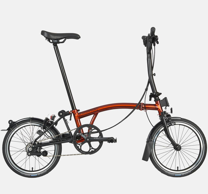 2023 Brompton C Line Explore Mid Handlebar 6 speed folding bike in Flame Lacquer - profile