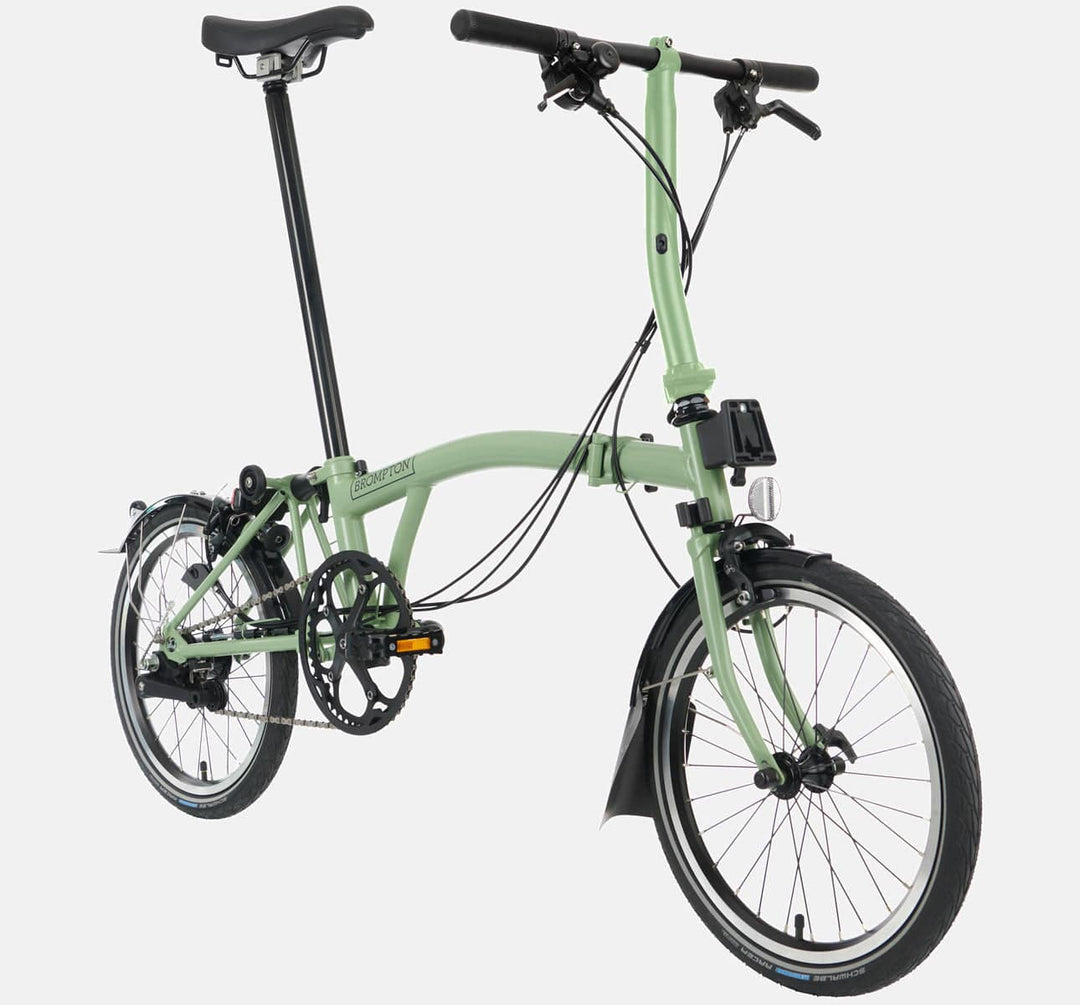 2023 Brompton C Line Explore Low Handlebar 6-speed folding bike in Matcha Green