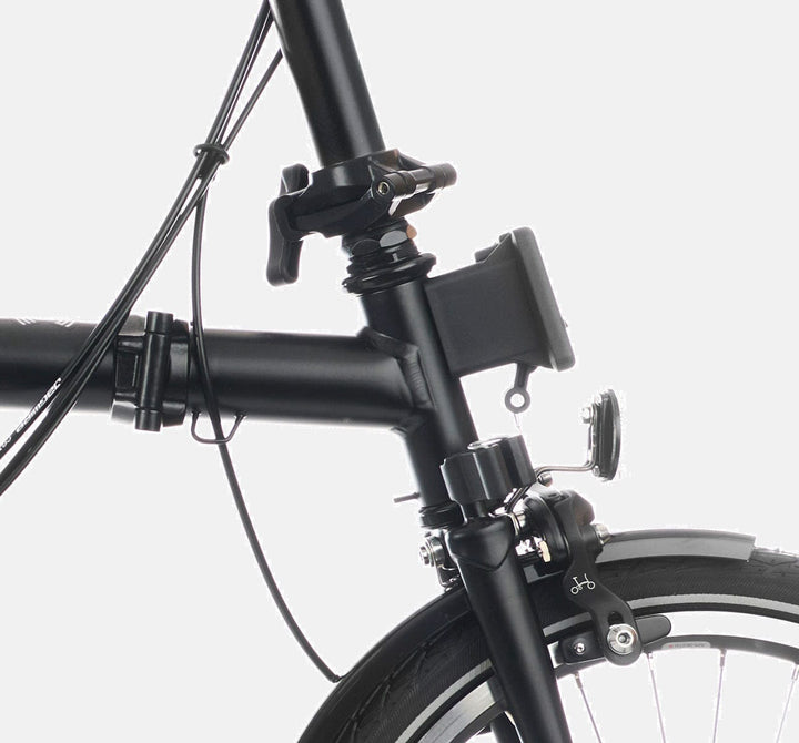 2023 Brompton C Line Explore Mid Handlebar 6-speed folding bike in Matt Black - Front Carrier Block