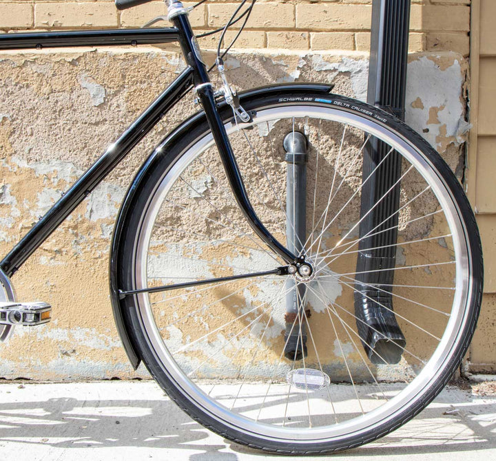Pelago Bristol 3-Speed Model One City Bike in Black - Front Wheel