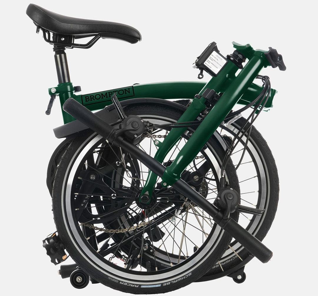 2023 Brompton C Line Explore Low Handlebar folding bike in Racing Green - folded