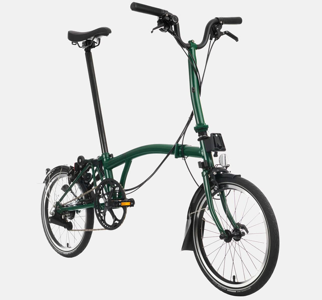 2023 Brompton C Line Explore Mid Handlebar 6 speed folding bike in Racing Green