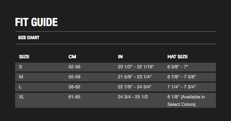 Bell Helmet Size Guide